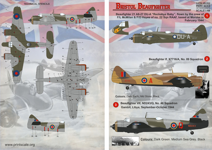 Print Scale 1/48 Bristol Beaufighter # 48062 
