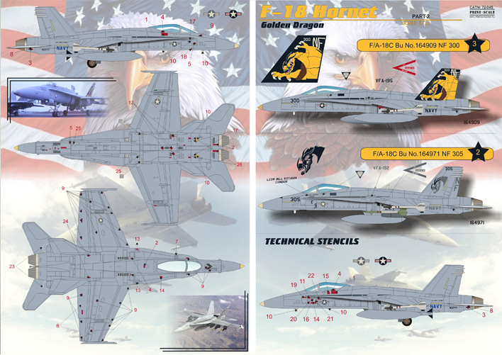 Navy Fighter Part 1 Print Scale Decals 1/72 MCDONNELL DOUGLAS F-18 HORNET U.S 