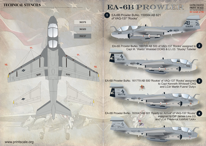 modelsUA > DECALS 1:72 > Northrop Grumman EA-6B Prowler 1/72 Print Scale  72073