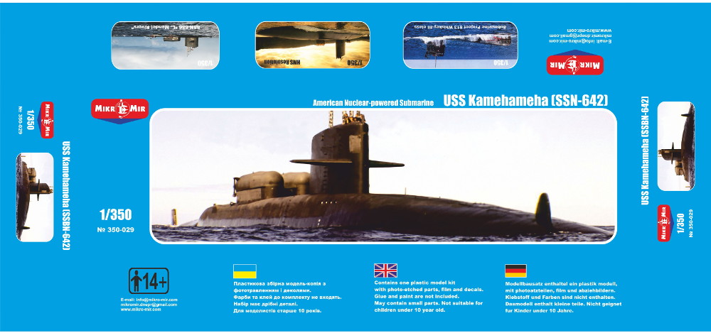 SSBN-608 Ethan Allen US balistic nuclear submarine 1:350 MikroMir 350-042 