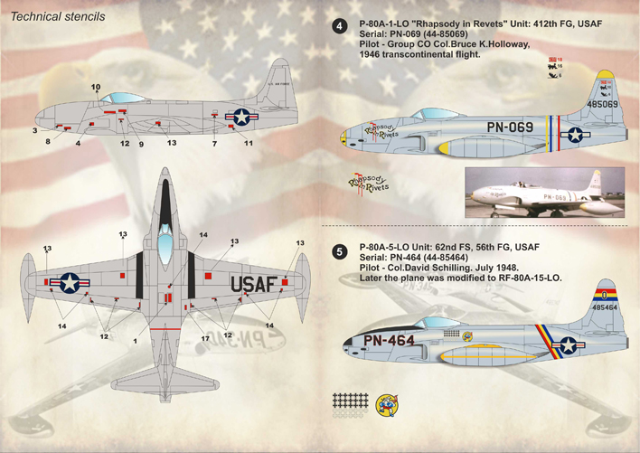 Print Scale Decals 1/72 LOCKHEED F-80 SHOOTING STAR American Jet Fighter 
