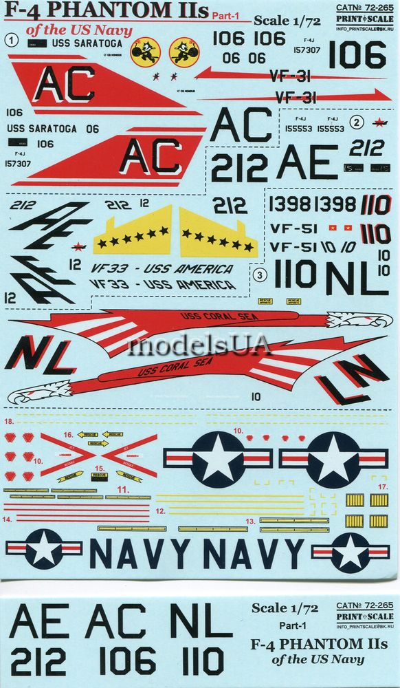 Print Scale 1/72 Phantom F-4 NAVY Part 1 # 72265 