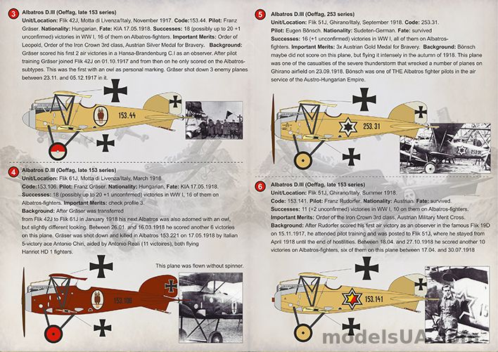 Print Scale Decals 1/72 AUSTRO HUNGARIAN ACES OF WWI Albatros D.III Fighters