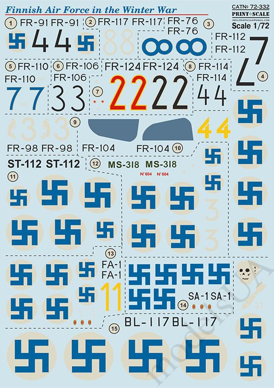 Print Scale Decals 1/72 Finnish Air Force in The Winter War # 72332 for sale online