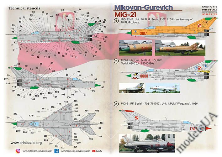 Details about   Print Scale Decals 1/72 MIKOYAN MiG-21 FISHBED Polish Air Force & Navy Versions 