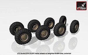 BTR-70 APC wheels w/ weighted tires KI-80N 1:72 Armory ARAC7323