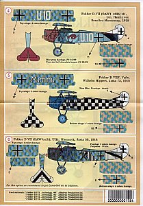 Print Scale Decals 1/72 FOKKER D-VII German WWI Fighter Part 2 