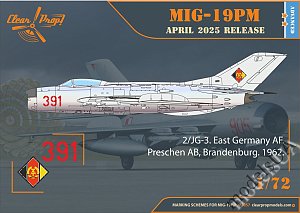 MiG-19PM Farmer soviet air-to-air missile equipped all weather fighter aircraft 1:72 Clearpropmod...