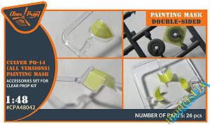 Culver PQ-14 (all versions)  double-sided painting mask on "yellow kabuki paper" for CP kits 1/48...