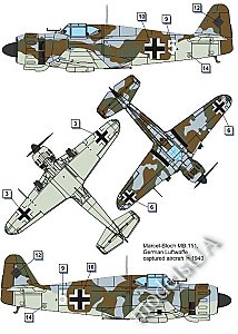 Marcel-Bloch MB.151 C.1 Royal Hellenic Air Force (RHAF) and German Luftwaffe  1:72 DORA Wings 72030