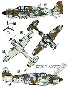 Marcel-Bloch MB.151 C.1 Royal Hellenic Air Force (RHAF) and German Luftwaffe  1:72 DORA Wings 72030