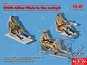 Allied Pilots in the cockpit (British, American, Soviet) WWII 1:32 ICM 32112
