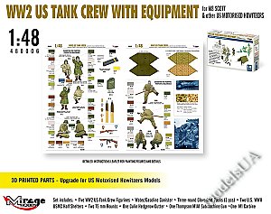 US WWII TANK CREW WITH EQUIPMENT for M8 SCOTT & other US MOTORISED HOWITZERS 1:48 Mirage 480006
