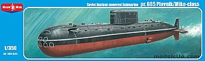 pr. 685 Plavnik (Mike class) nuclear-powered submarine 1:350 MikroMir 350-034