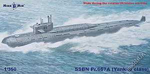 Yankee class soviet SSBM Project 667A Navaga submarine 1:350 MikroMir 350-045