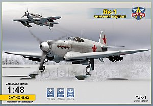 Yakovlev Yak-1 on skis Winter version WWII fighter 1/48 Modelsvit 4802