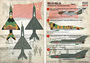 Print Scale Decals 1/32 AIR FORCE OF THE VIETNAM WAR MiG-17 & MiG-21 Fighters
