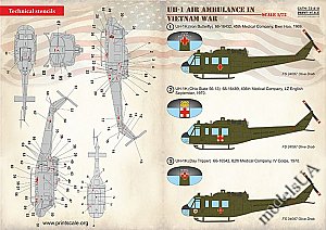 Bell UH-1 Iroquois Air Ambulance in Vietnam War 1:72 Print Scale 72410