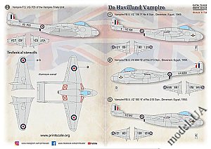 de Havilland F/FB Vampire 1/72 Print Scale 72422