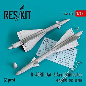 R-40RD (AA-6 Acrid) missiles (2 pcs) (MiG-25PD, MiG-25PDS) 1/48 ResKit RS48-0413